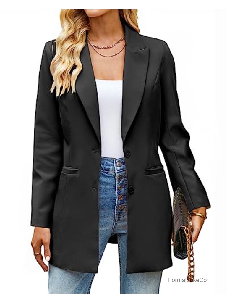 Women's Blazer Business Casual Long Sleeve Work Office Lapel Pockets